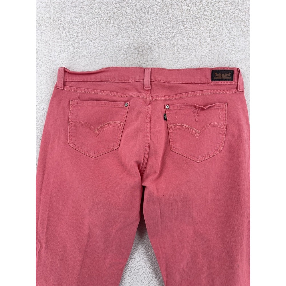 Levis 524 Too Superlow Jeans Womens 33x32 Pink Distressed Skinny Stretch Denim